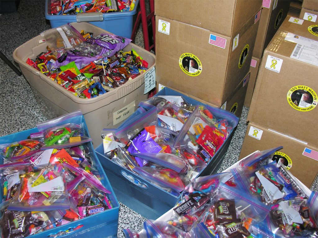 Boxes and bins of candy